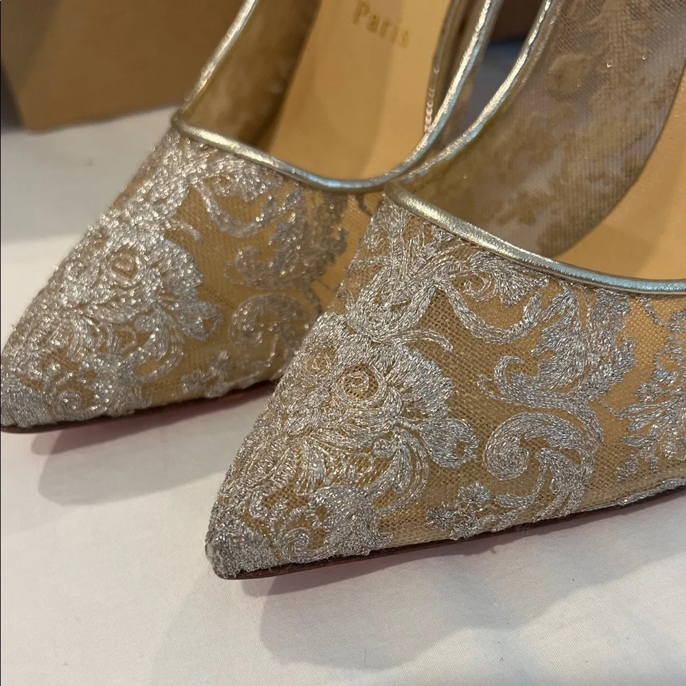 Christian Louboutin Glitter Lace Heels - Picture 4 of 10